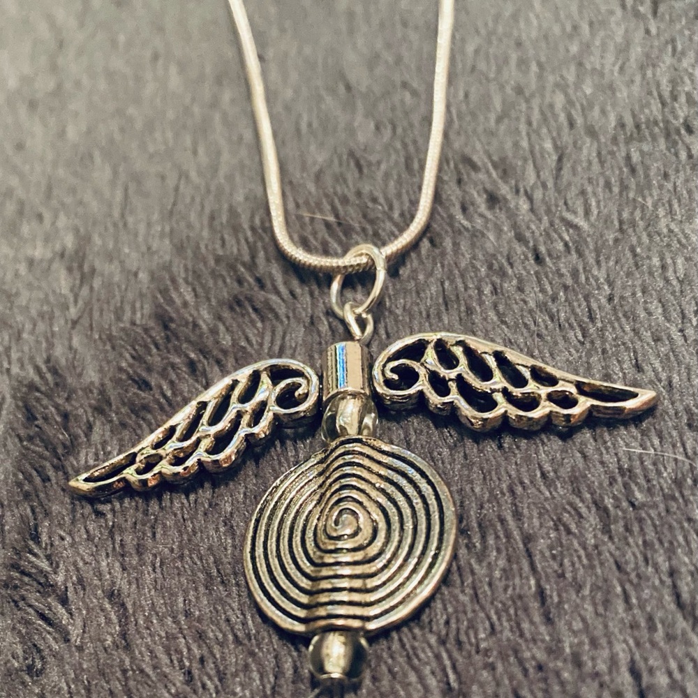 Gold Winged Spiral Pendant Necklace